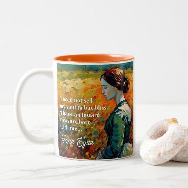 Jane Eyre Quote Monet Style Malerei Zweifarbige Tasse (Mit Donut)