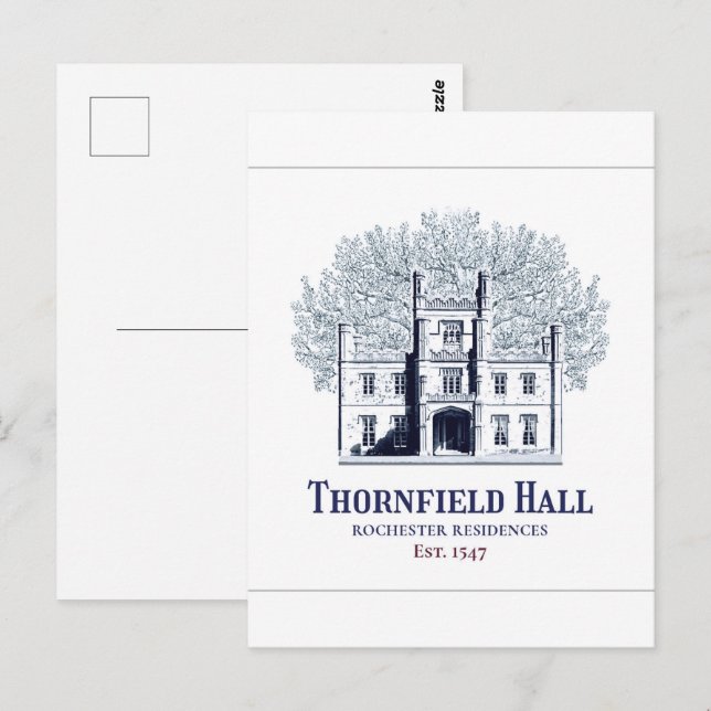 Jane Eyre Thornfield Hall Rochester Residences Postkarte (Vorne/Hinten)