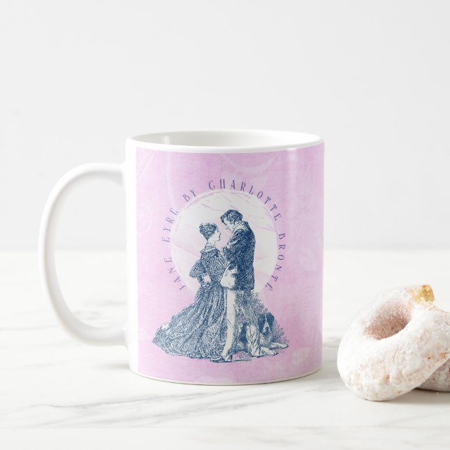 Jane Eyre und Edward Rochester mit Pilotenrosa Kaffeetasse (Mit Donut)