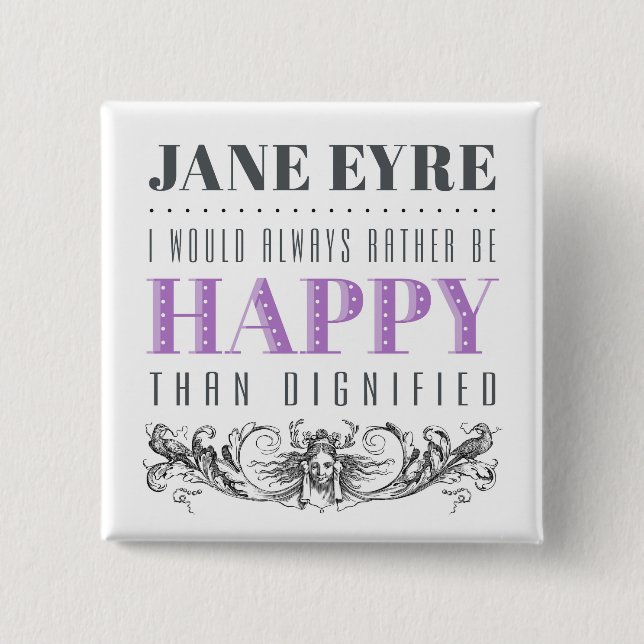 Jane Eyre Zitat - ich würde mich immer freuen Button (Vorderseite)