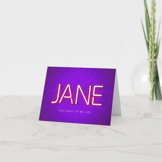Jane Name in Glows Neon Lights Karte (Vorderseite)