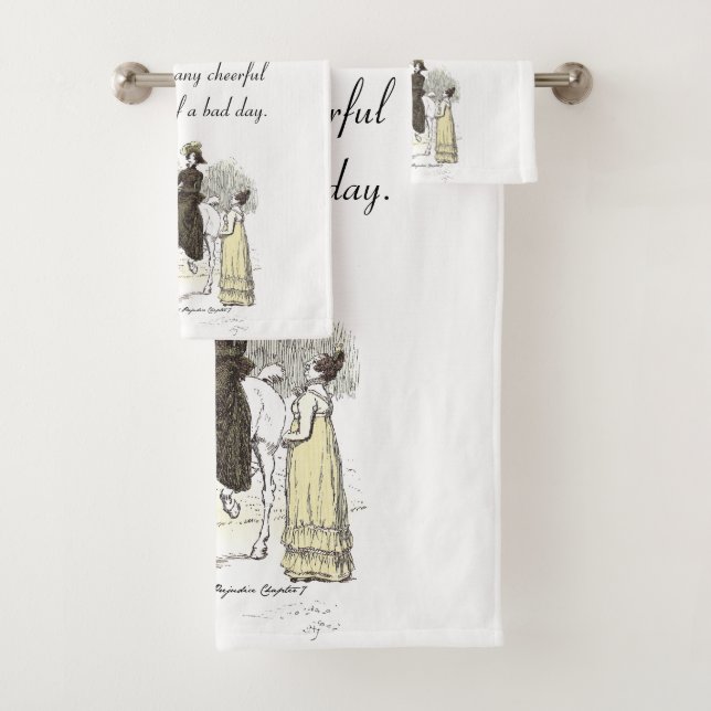 Jane on Horseback - Jane Austen Pride & Prejudice Badhandtuch Set (Insitu)
