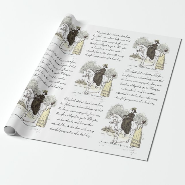 Jane on Horseback - Jane Austen Pride & Prejudice Geschenkpapier (Ungerollt)