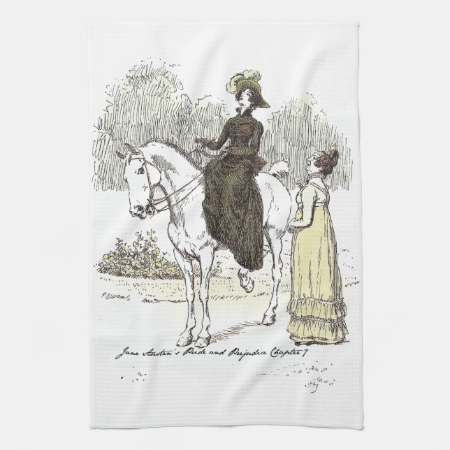 Jane on Horseback - Jane Austen Pride & Prejudice Geschirrtuch (Vertikal)