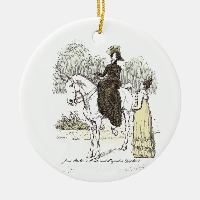 Jane on Horseback - Jane Austen Pride & Prejudice Keramik Ornament (Vorne)