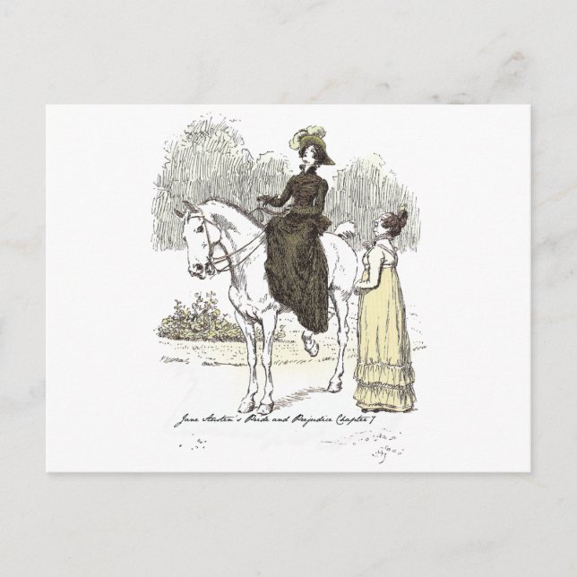 Jane on Horseback - Jane Austen Pride & Prejudice Postkarte (Vorderseite)