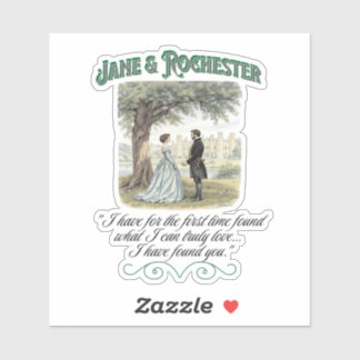 Jane & Rochester Thornfield Hall Romantic Quote Aufkleber