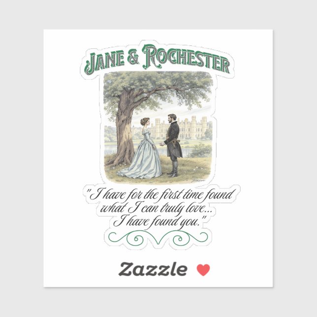 Jane & Rochester Thornfield Hall Romantic Quote Aufkleber (Blatt)