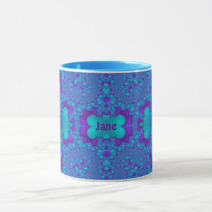 JANE ~ Zany 3D Fraktal ~ Blau und Lila Tasse