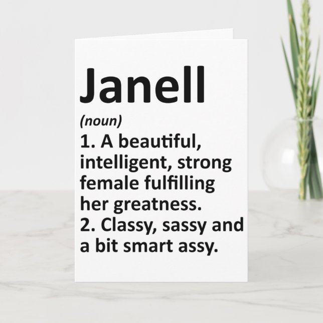 Janell Definition Personalisierter Name Lustiger C Karte (Vorderseite)