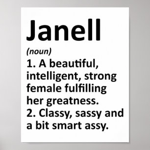 Janell Definition Personalisierter Name Lustiger W Poster