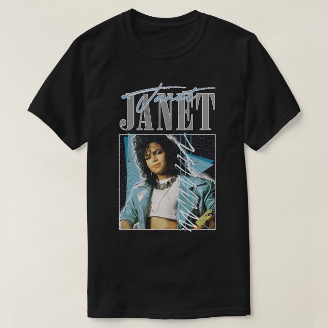 Janet 80er Aesthetic Retro Fan Design T-Shirt (Design vorne)