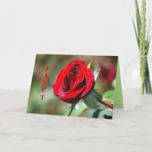 Janet Happy Birthday Rote Rose Card Karte