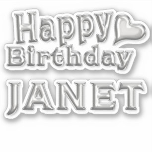 Janet Happy Birthday silver Aufkleber Sticker