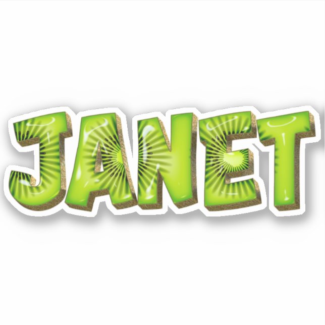 Janet Name Kiwi Design Aufkleber Sticker (Vorderseite)
