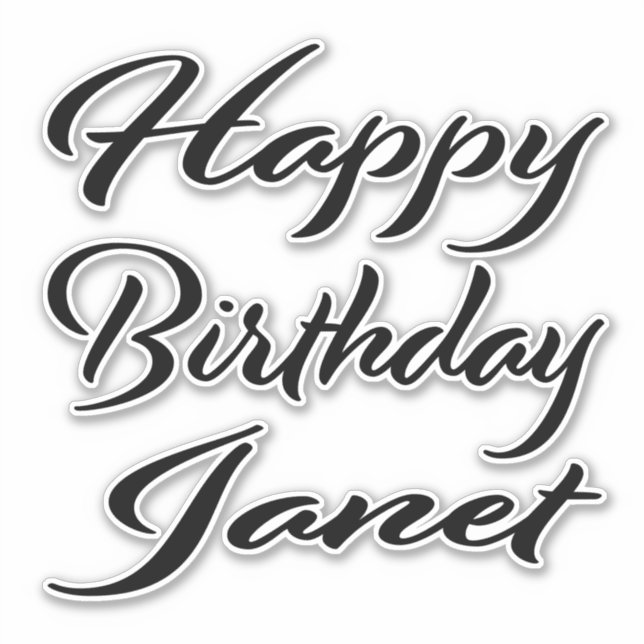 Janet Name Vorname black Sticker Geburtstag (Vorderseite)
