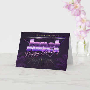 Janet Name Vorname lila retro Karte Geburtstag