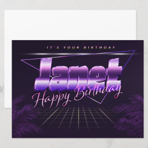 Janet Name Vorname lila retro Karte Geburtstag