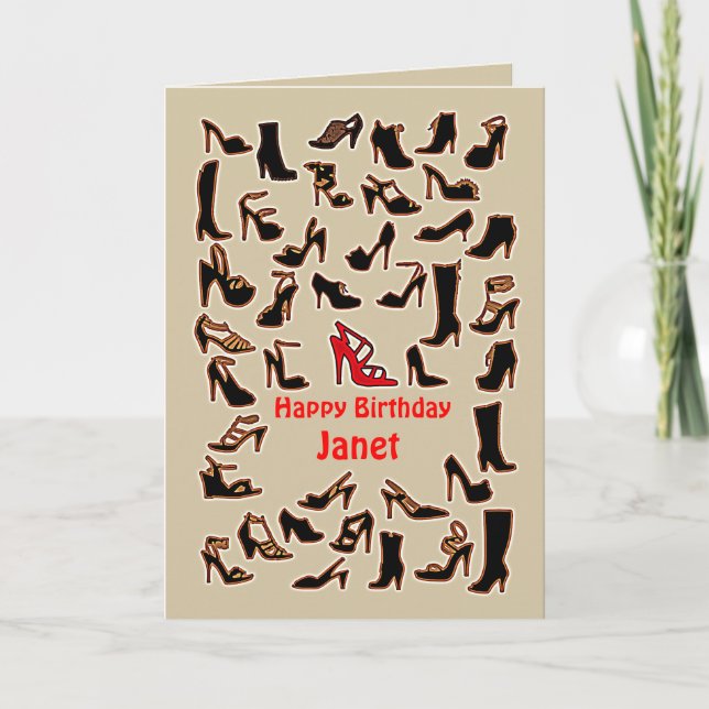 Janet Shoes Happy Birthday Card Karte (Vorderseite)