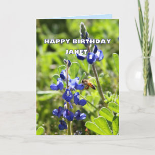 Janet Texas Bluebonnet-alles Gute zum Geburtstag Karte