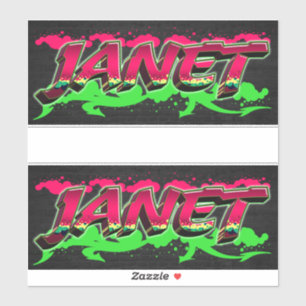 Janet Vorname Name Graffiti Aufkleber Sticker
