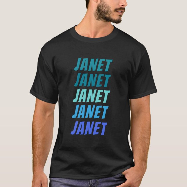 Janet Vornamen-Stil-Wortmarkenmuster T-Shirt (Vorderseite)