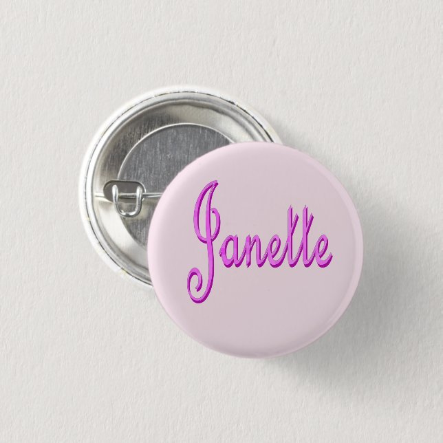 "Janette" Rosa Zweifarbig Janette Name, Button (Vorne & Hinten)
