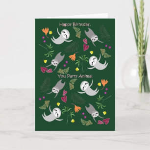 Jangle Sloth Dance Party Animal Funny Birthday Karte