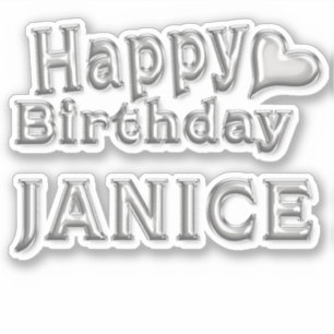 Janice Happy Birthday silver Aufkleber Sticker