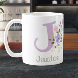 Janice mit Blume für den ersten Vorname Plus Kaffeetasse