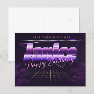 Janice Name Vorname lila Postkarte Geburtstag