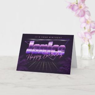 Janice Name Vorname lila retro Karte Geburtstag