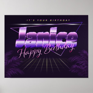 Janice Name Vorname lila retro Poster Geburtstag