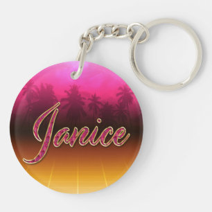 Janice Vorname Name golden pink Schlüsselanhänger