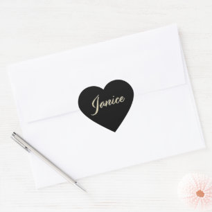 Janice white gold Handwriting Aufkleber Herz