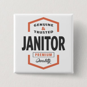 Janitor Logo Geschenkideen. Button