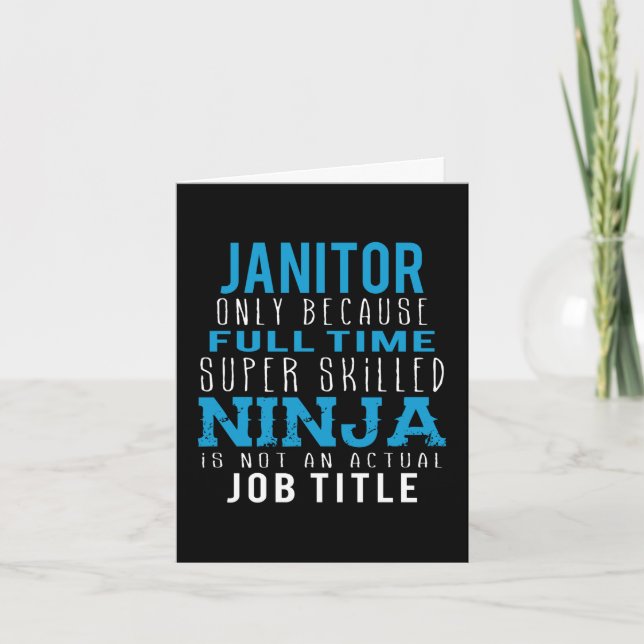 Janitor Ninja Spaß Dankeskarte (Vorderseite)