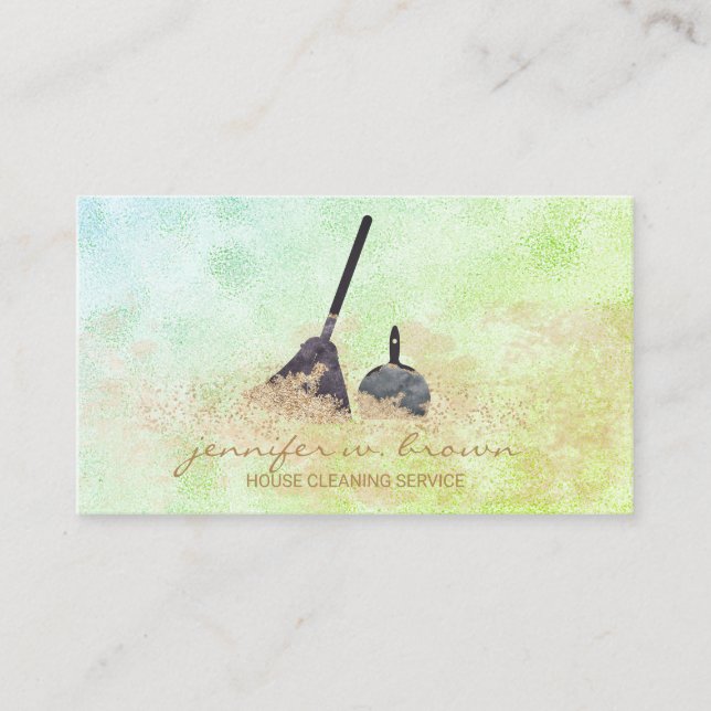Janitorial Cleaning Green Sparkle Visitenkarte (Vorderseite)