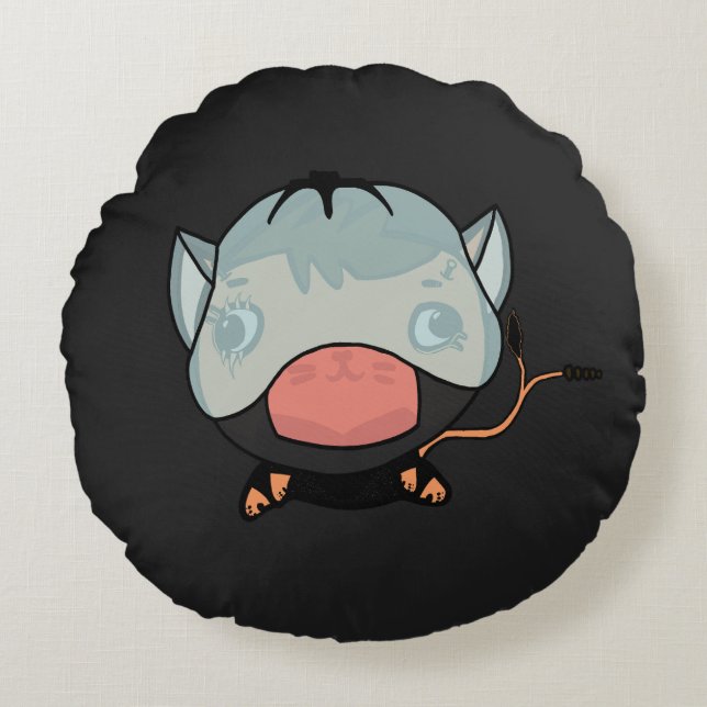 Jank Jax Rundes Kissen (Vorderseite)