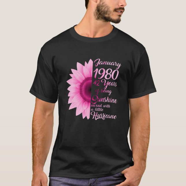 Jänner Mädchen 1980 42ND Years Old Sunshine Geburt T-Shirt (Vorderseite)