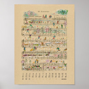 Januar Нарру Notes Kalender 2022 Poster