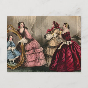Januar 1859 Farbtafel Bild Godey's Lady's Book Postkarte