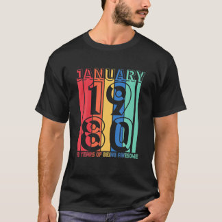 Januar 1980 42 Jahre Awesome Vintage 42T T-Shirt