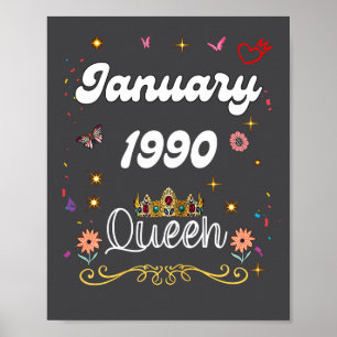 Januar 1990 Königin Seit Januar 1990 Geburtstag Mä Poster
