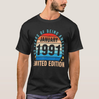 Januar 1991 Ltd Ausgabe Geburtstag 32 Jahre Bein T-Shirt