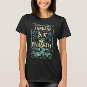 Januar 2007 16. Geburtstag Geschenk 16 Jahre alte T-Shirt