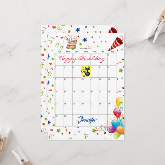Januar 2022 Kalender Glückwunsch Geburtstag Einlad Einladung