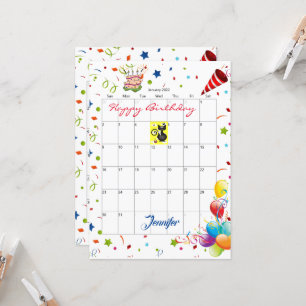 Januar 2022 Kalender Glückwunsch Geburtstag Einlad Einladung