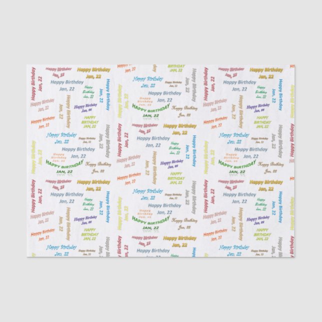 Januar, 22. Geburtstags-Gewebepapier Seidenpapier (Vorderseite)