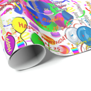 Januar, 25. Geburtstag Geschenkpapier